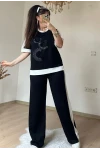 Ön Halka Taşlı Takım Siyah