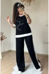 Ön Halka Taşlı Takım Siyah