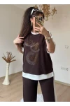 Ön Halka Taşlı Takım Kahve