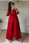 Bel Bağcıklı Tunık Takım Kırmızı