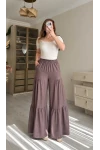 Bel Lastikli Pantolon Etek Pastel Pudra