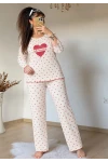 Beyaz Kalpli Pijama Takımı