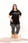 Büyük Beden Beautiful Yazılı Pijama Takımı