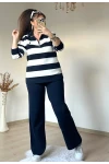 Çizgili Trıko Takım Lacivert