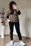 Deri Detaylı Leopar Eşofman Takımı