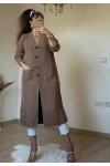 Düğmeli Uzun Hırka Kahve
