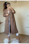 Düğmeli Uzun Hırka Kahve