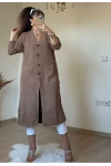 Düğmeli Uzun Hırka Kahve