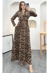 Leopar Cepli Gömlek Elbise