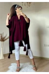 Düz Renk Panço Bordo