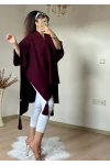 Düz Renk Panço Bordo