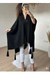 Düz Renk Panço Siyah