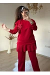 Eteği Pileli Çiçek Takım Kırmızı