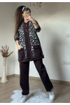 Fermuarlı Leopar Takım Kahve
