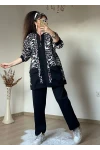 Fermuarlı Leopar Takım Siyah