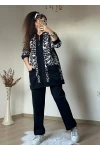 Fermuarlı Leopar Takım Siyah