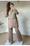 Fermuarlı Üst Sımlı Takım Bej
