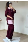 Gömlek Detaylı Takım Bordo