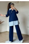 Gömlek Detaylı Takım Lacivert