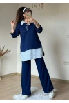 Gömlek Detaylı Takım Lacivert