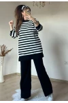 İnce Çizgili Triko Takım