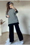 İnce Çizgili Triko Takım