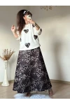 Kalpli Leopar Etek Bluz Takım