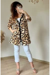 Kapuşonlu Leopar Peluş Hırka
