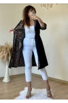 Kapüşonlu Leopar Trençkot Siyah