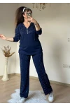 Kapusonlu Taşlı Takım Lacivert
