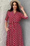 Kırmızı Kareli Cepli Gömlek Elbise