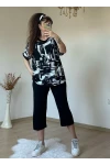 Kısa Kol Beyaz Baskı Desen takım