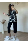 Kısa Kol Beyaz Baskı Desen takım