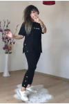 Kısa Kol Yan Çıtçıtlı Siyah Takım