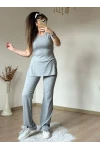 Kısa Kol Yan Yırtmaçlı Kaskorse Takım Gri