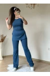 Kısa Kol Yan Yırtmaçlı Kaskorse Takım Mavi
