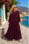 Lavinya Desen Güpür Elbise Bordo