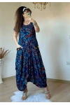 Mavi Şal Desen Şalvar Elbise
