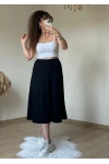 Midiboy Düz Siyah Etek
