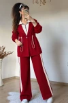 Mila Şerit Detayli Takım Kırmızı