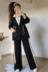 Mila Şerit Detayli Takım Siyah