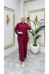 Müslin Pantolon Takım Bordo