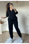 Omuz Ve Cebi İnci Ve Taşlı Takım Siyah