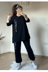 Ön Yazılı Takım Sıyah Büyük Beden