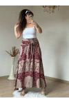 Otantik Desenli Etek Bordo