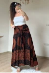 Otantik Desenli Etek Kahve