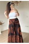 Otantik Desenli Etek Kahve