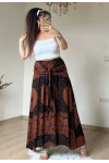 Otantik Desenli Etek Kahve