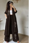 Papatya Desen Nakışlı Takım Kahve