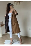Patlı Trençkot Taba Büyük Beden